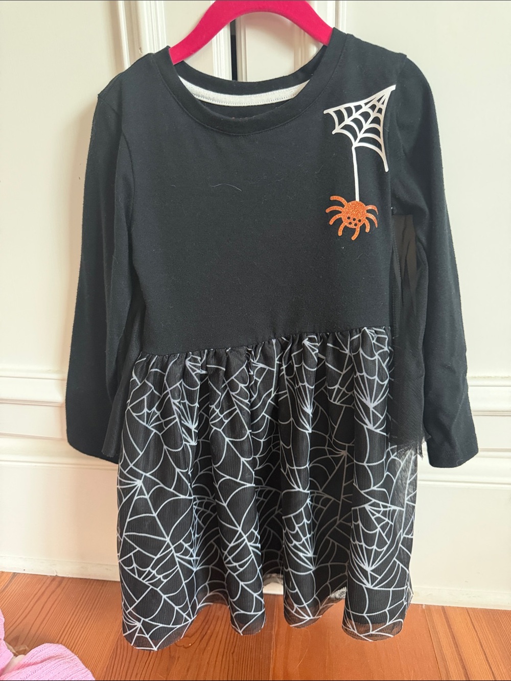 Cat & Jack Kids Black Spider Web Halloween Costume Dress with Orange Spider